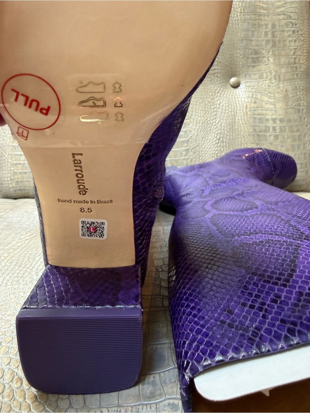 Larroude Edie Python Embossed Boot - Picture 7 of 9